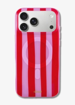 Jelly Stripe MagSafe® Compatible iPhone Case - Pink / Red